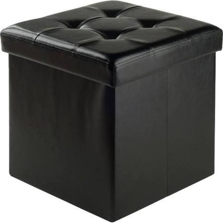 WINSOME TRADING Winsome Trading 20415 15 x 15 x 15.75 in. Ashford Ottoman with Storage Faux Leather; Black 20415